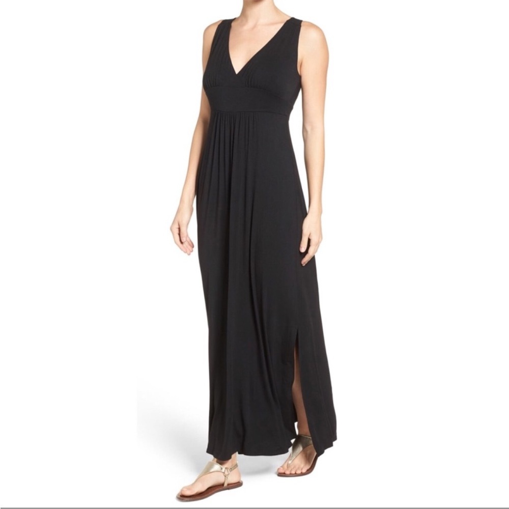 Caslon Black Sleeveless V-Neck Maxi Dress New Size Large